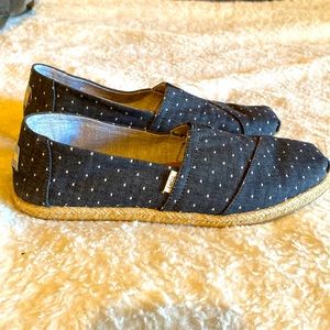 Toms navy blue polka dot flats